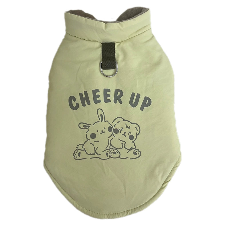 Pet Clothes Fall and Winter New Cartoon Velvet Cotton Clothes Traction Vest Teddy Bichon Dog Cat Cotton Coat Jacket