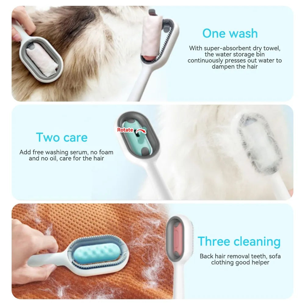 Pet Brush for Hair Removal with Wipes