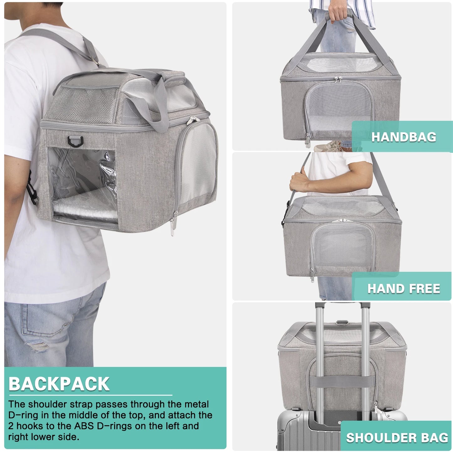 Pet Backpack Breathable Cat Carrier Bag Travel Airline Approved Transport Bag For Small Dogs and Cats