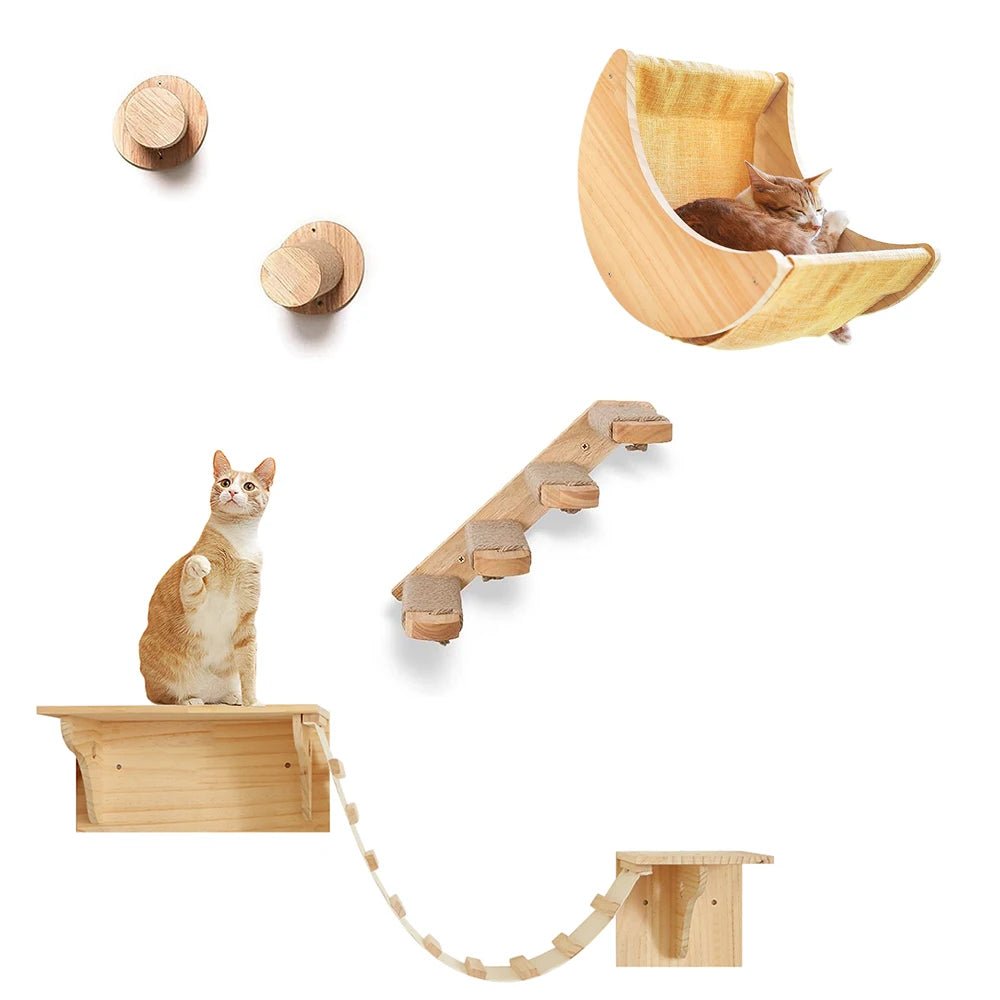 Combo Wooden Cat Shelves