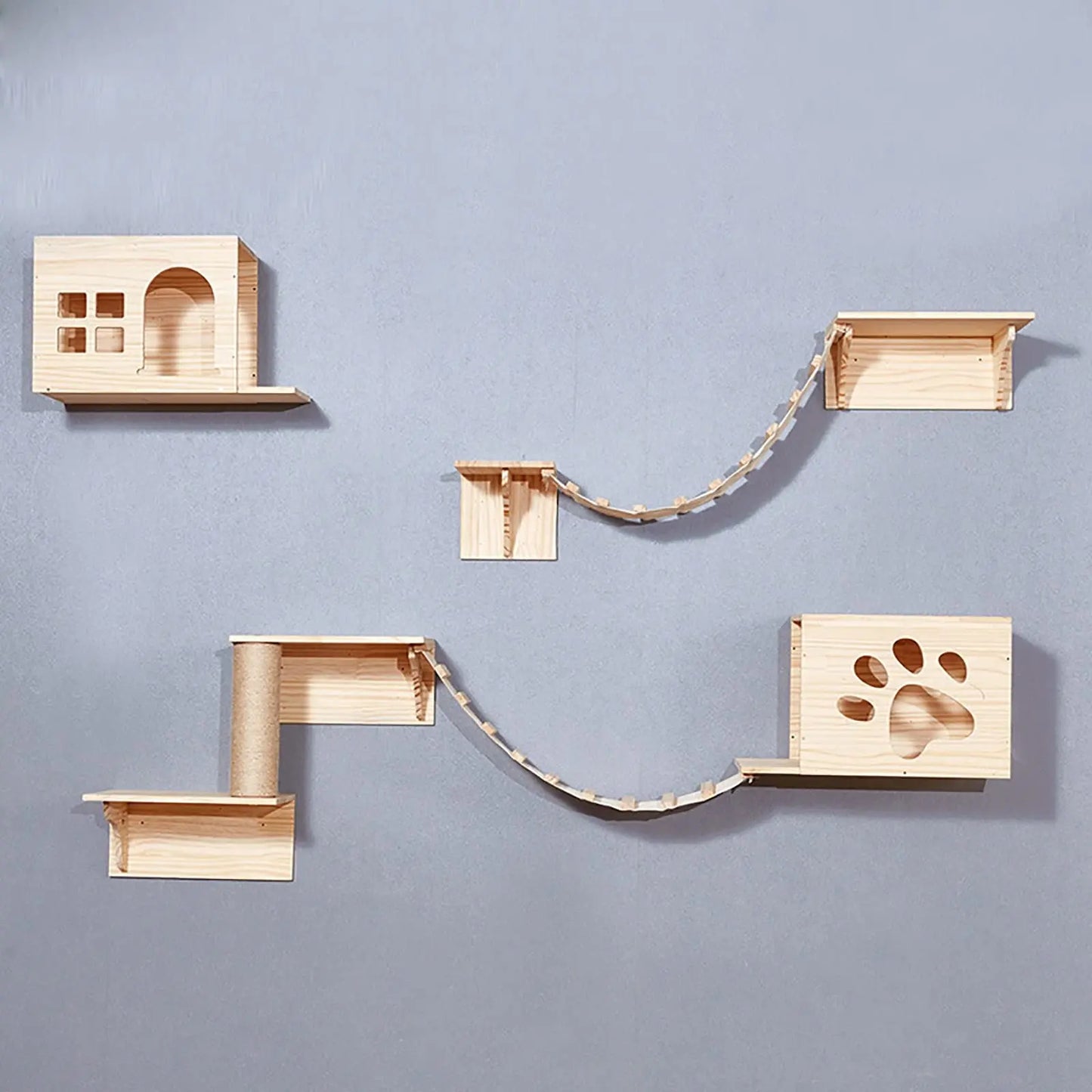 Combo Wooden Cat Shelves