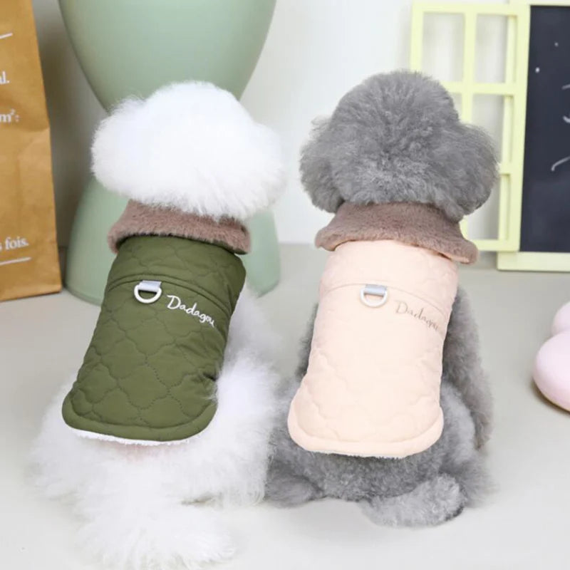 Waterproof Fur Collar Jacket Winter Warm Fleece for Small Pets