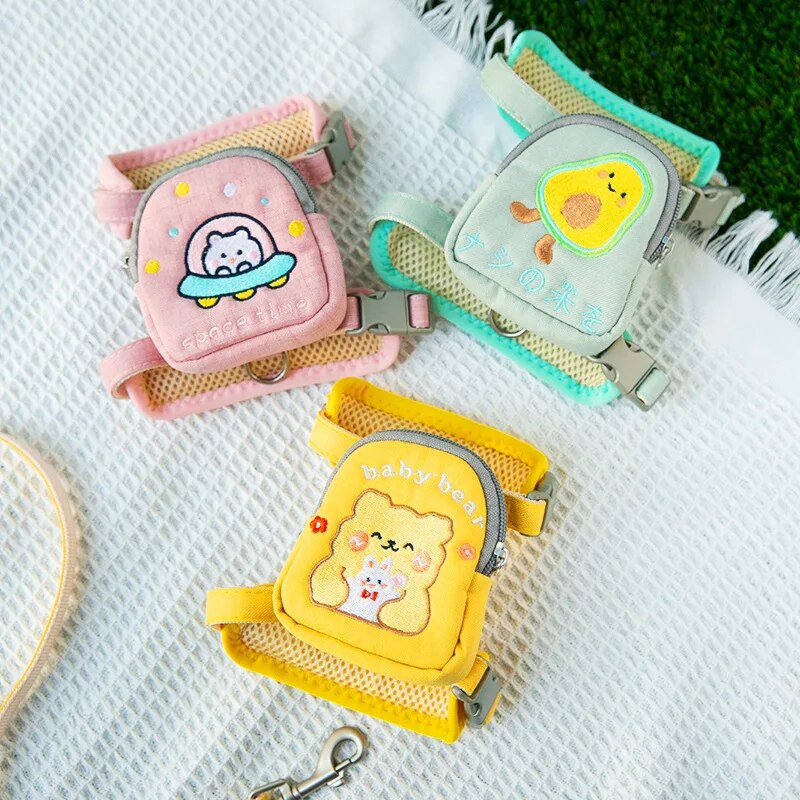 Cute Cartoon Designed Pet Backpack and Quick Release Harness